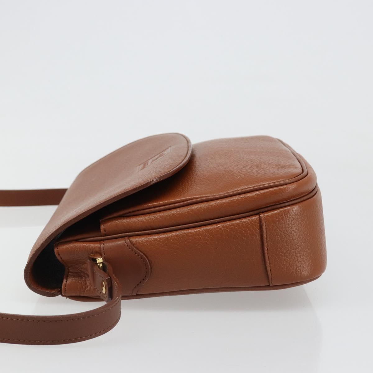 Burberrys Shoulder Bag Leather Brown Gold Auth 187376