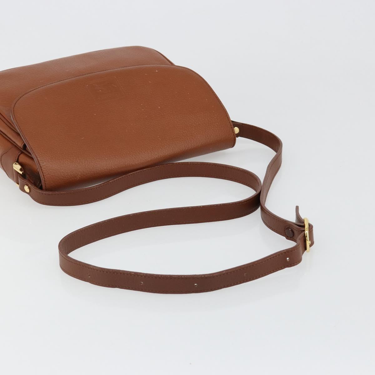 Burberrys Shoulder Bag Leather Brown Gold Auth 187376