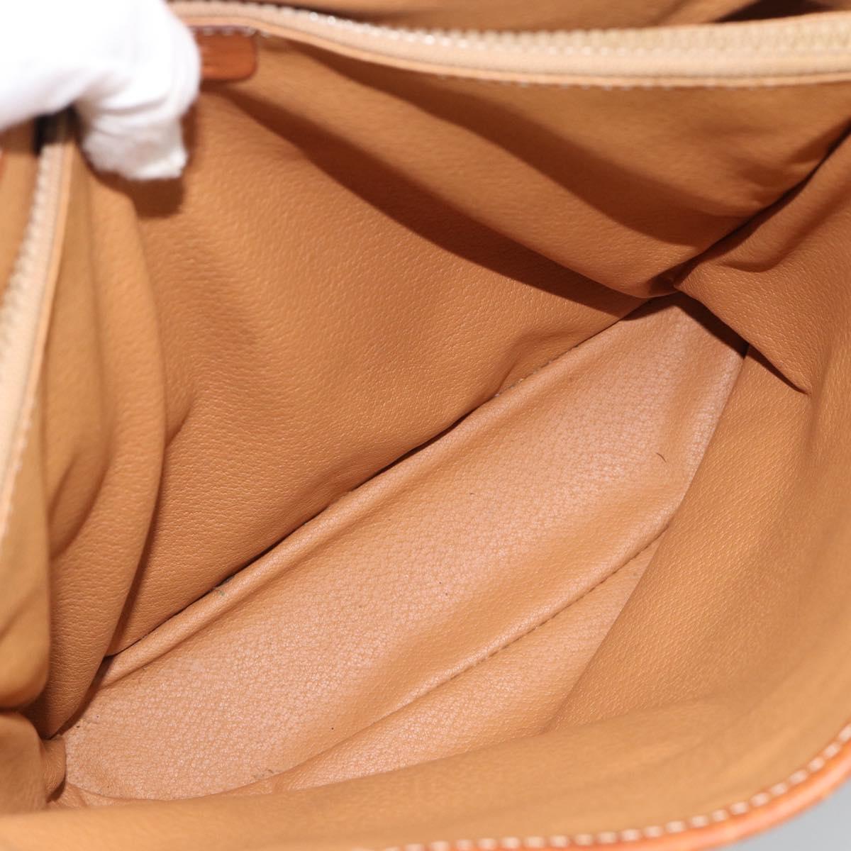 CELINE Macadam Canvas Hand Bag PVC Leather Brown Gold Auth 187377