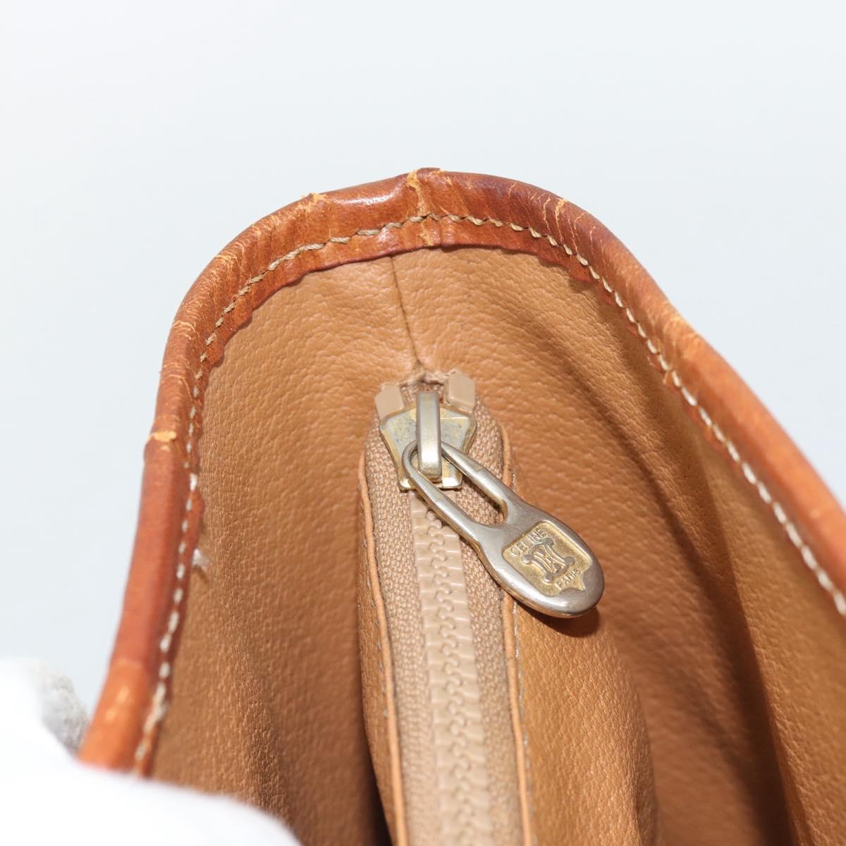 CELINE Macadam Canvas Hand Bag PVC Leather Brown Gold Auth 187377