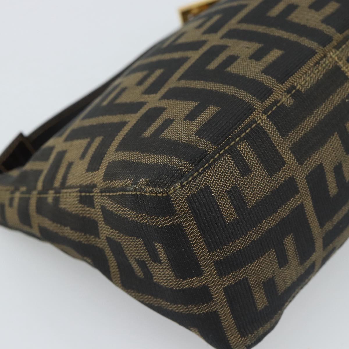 FENDI Zucca Canvas Pouch Black Brown Auth 187379