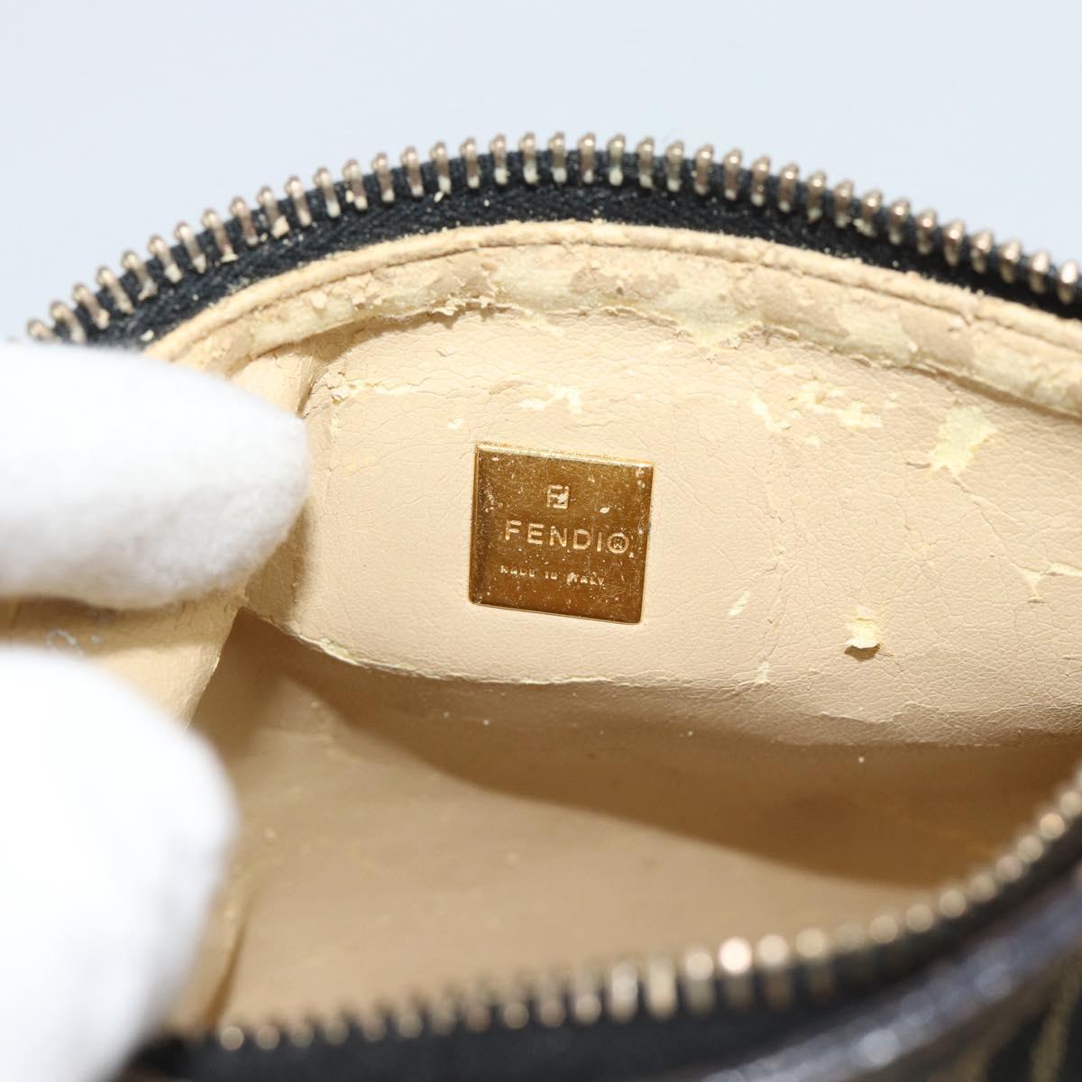 FENDI Zucca Canvas Pouch Black Brown Auth 187379