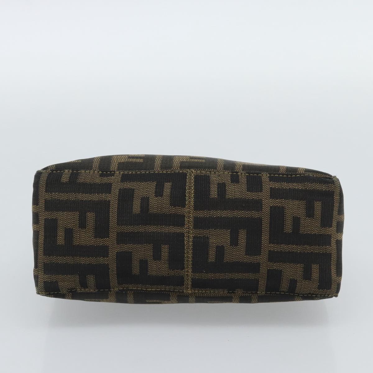 FENDI Zucca Canvas Pouch Black Brown Auth 187379