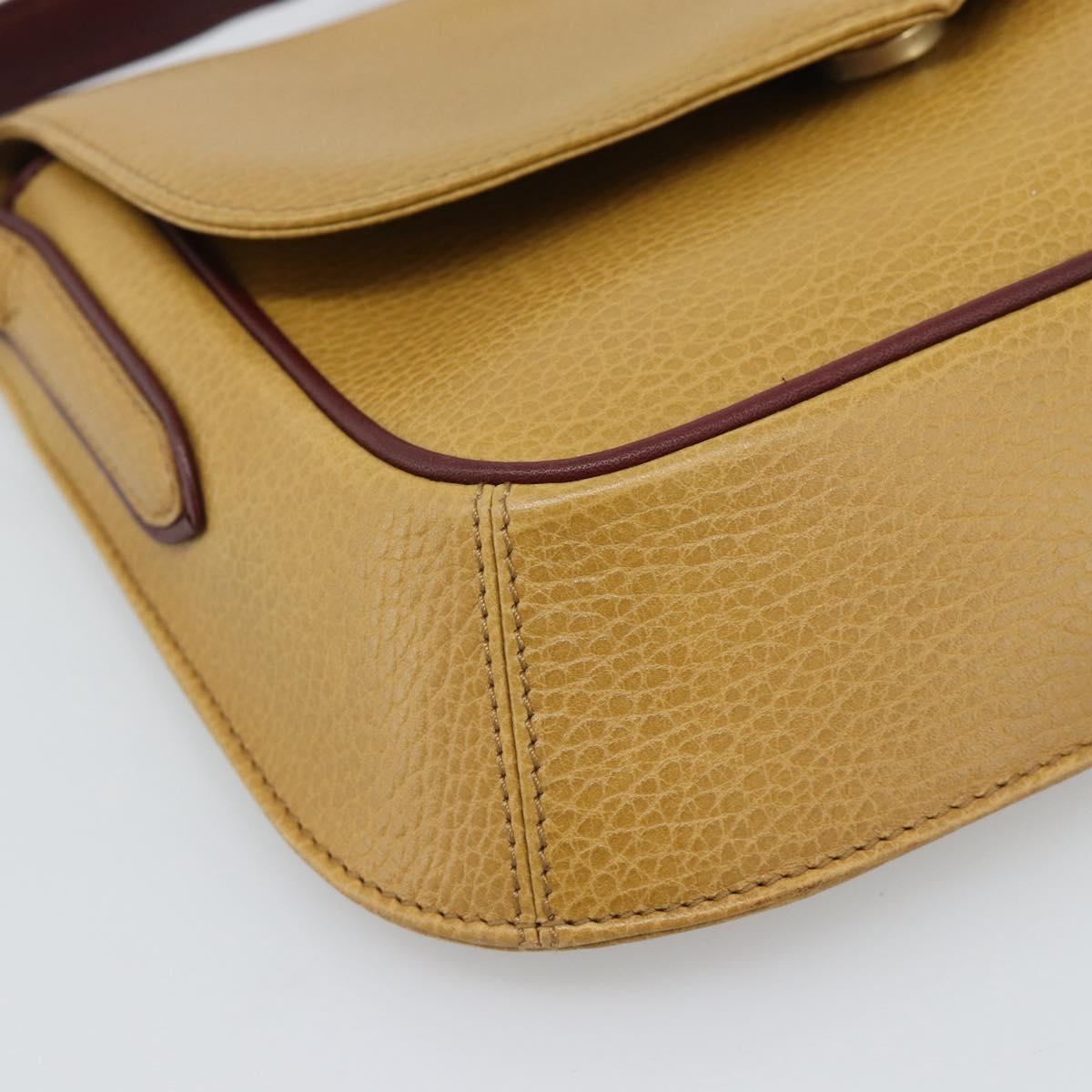 CARTIER Shoulder Bag Leather Yellow Gold Auth 187380