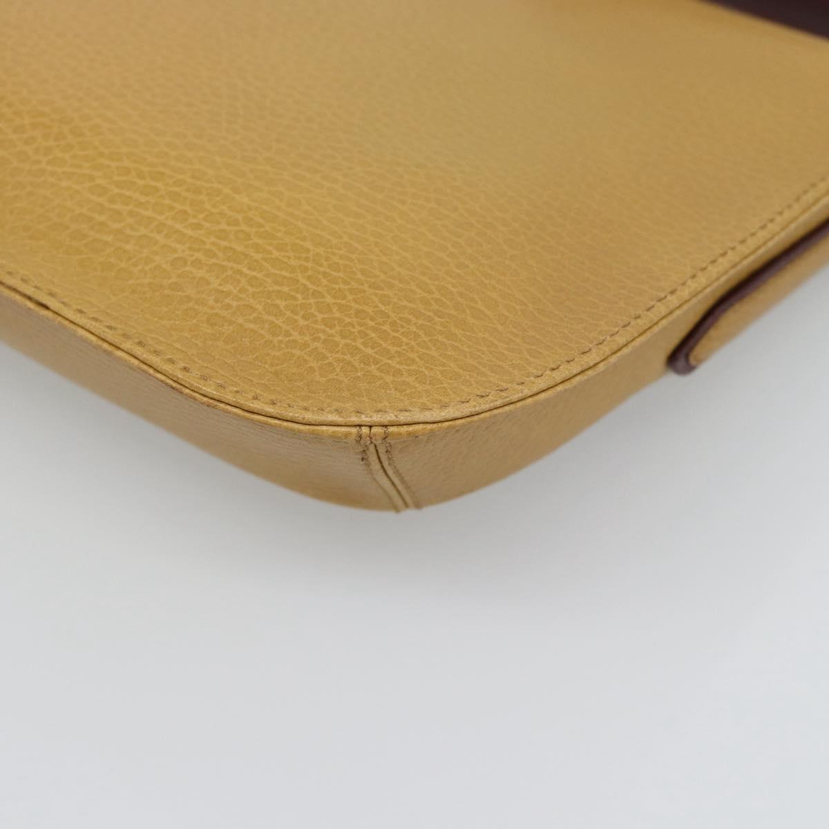 CARTIER Shoulder Bag Leather Yellow Gold Auth 187380