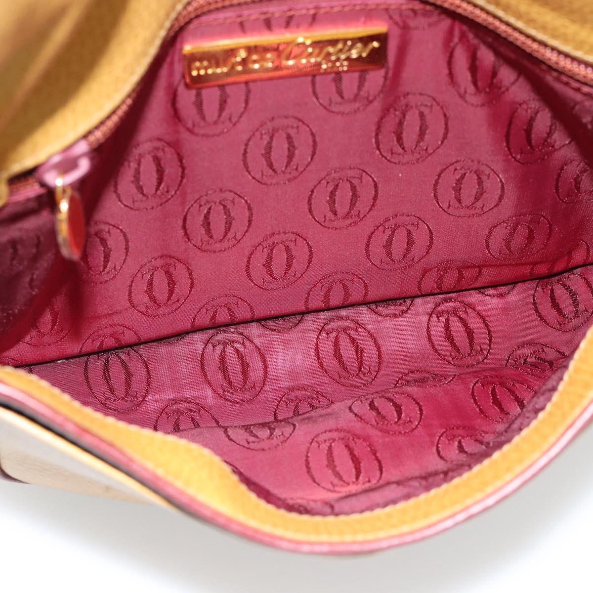 CARTIER Shoulder Bag Leather Yellow Gold Auth 187380