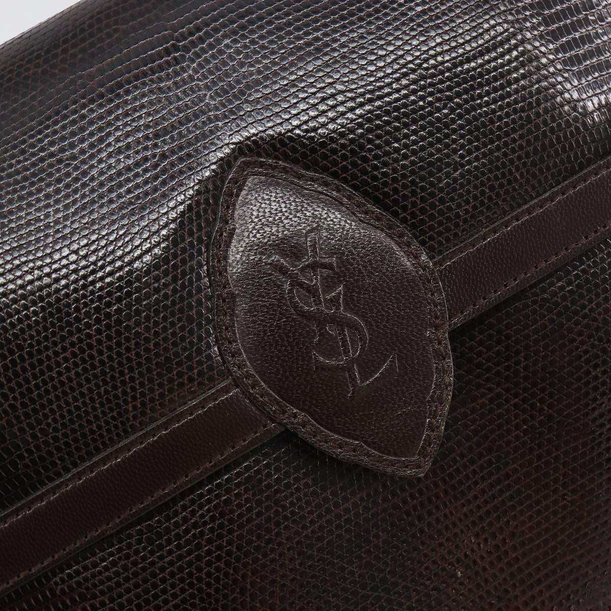 SAINT LAURENT Shoulder Bag Leather Brown Gold Auth 187382