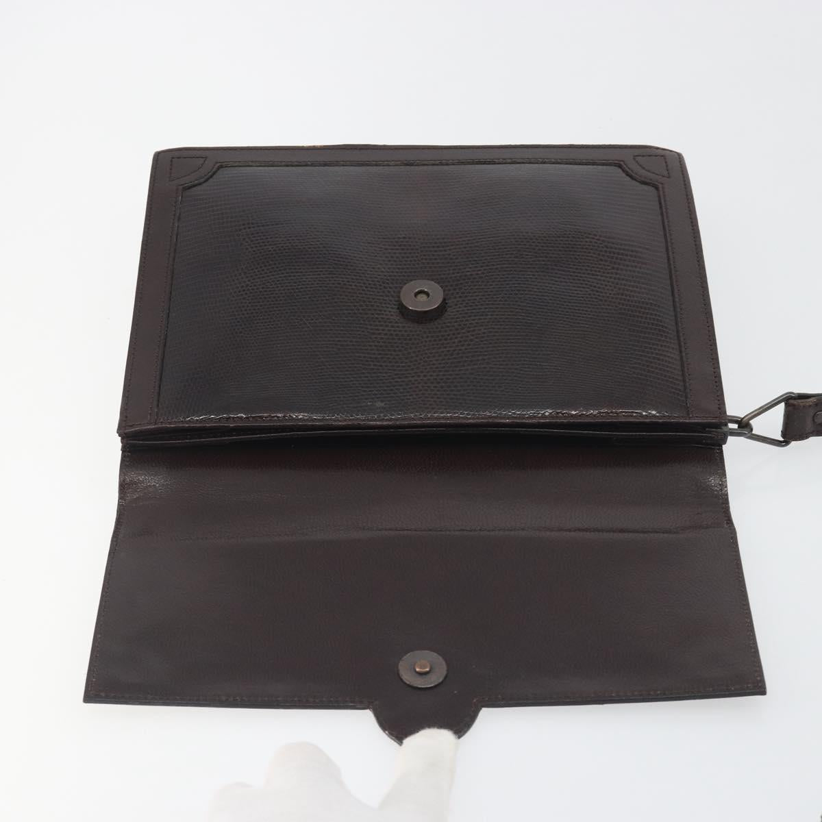 SAINT LAURENT Shoulder Bag Leather Brown Gold Auth 187382