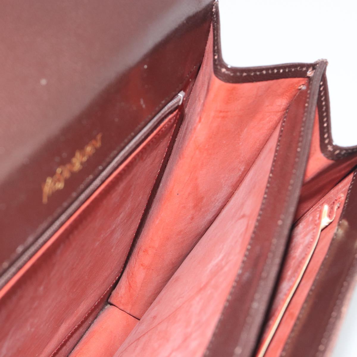 SAINT LAURENT Shoulder Bag Leather Brown Gold Auth 187382