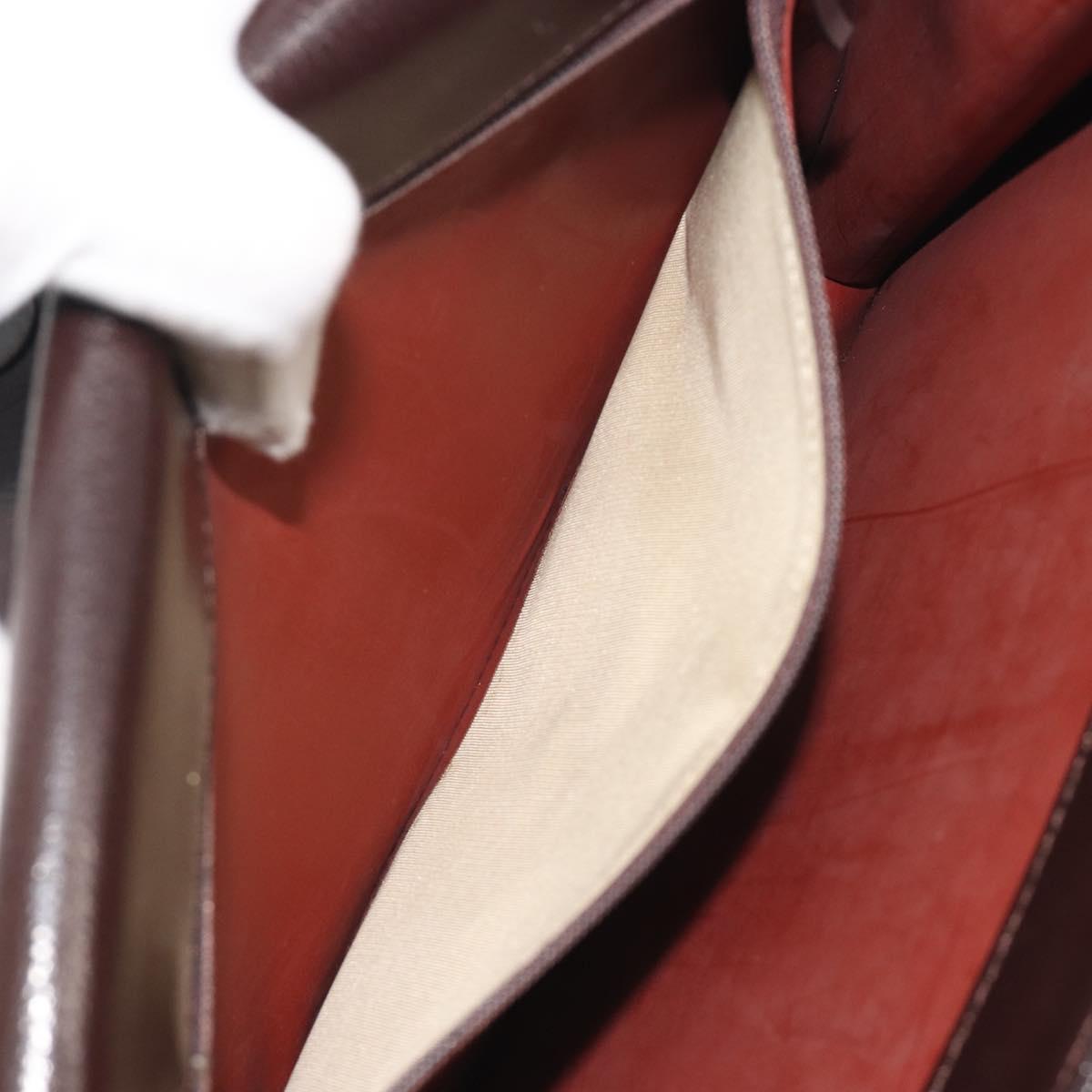SAINT LAURENT Shoulder Bag Leather Brown Gold Auth 187382