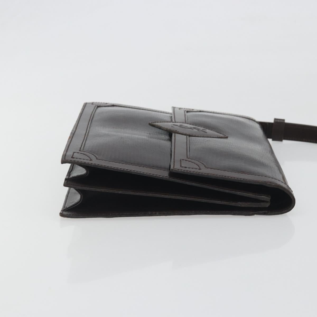 SAINT LAURENT Shoulder Bag Leather Brown Gold Auth 187382