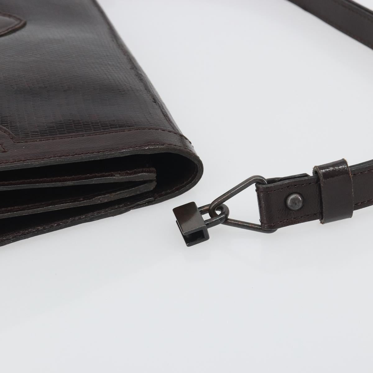 SAINT LAURENT Shoulder Bag Leather Brown Gold Auth 187382