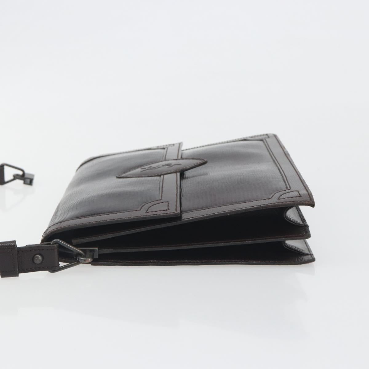 SAINT LAURENT Shoulder Bag Leather Brown Gold Auth 187382