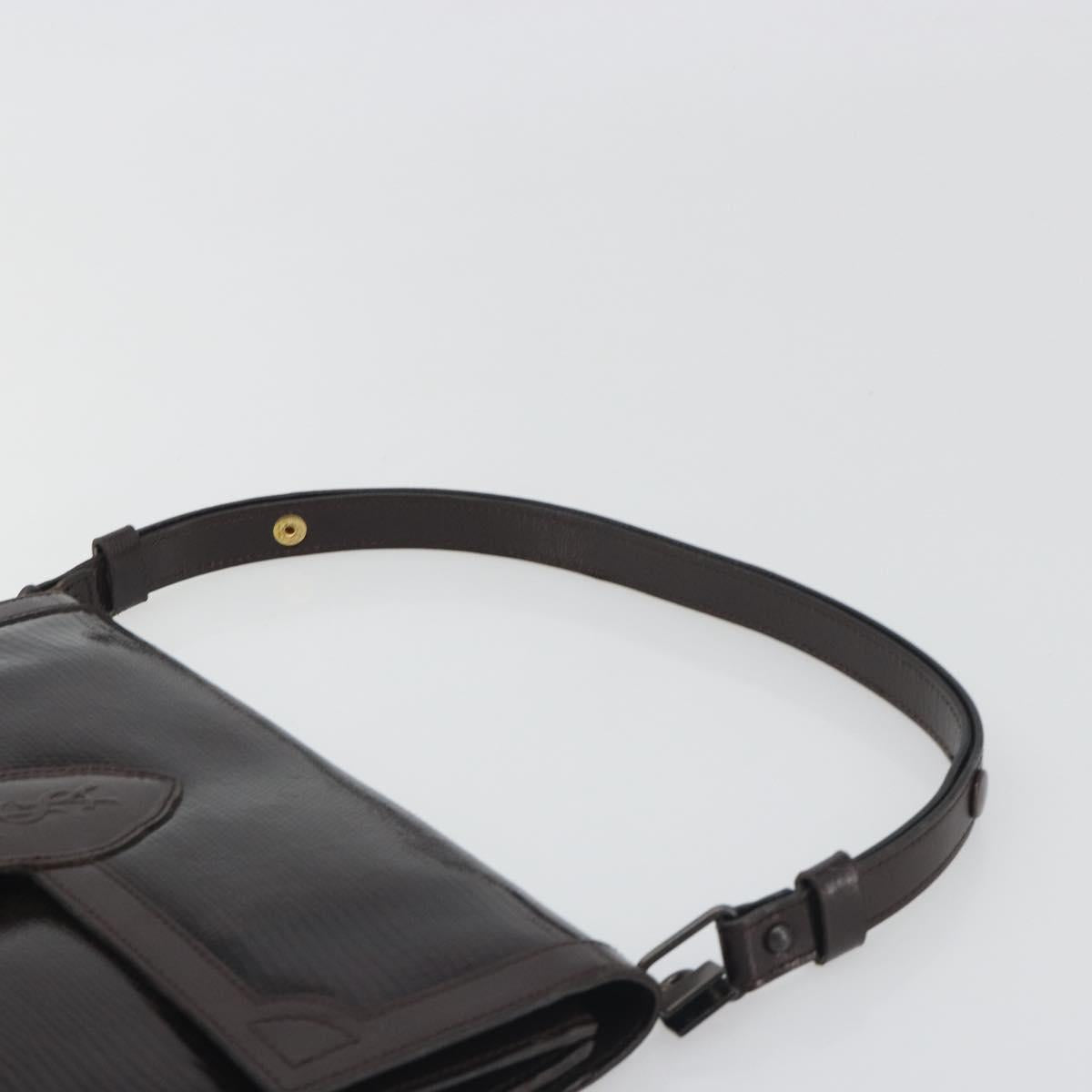 SAINT LAURENT Shoulder Bag Leather Brown Gold Auth 187382
