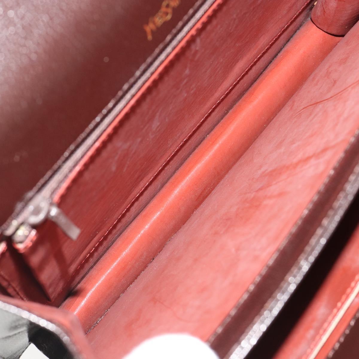 SAINT LAURENT Shoulder Bag Leather Brown Gold Auth 187382A