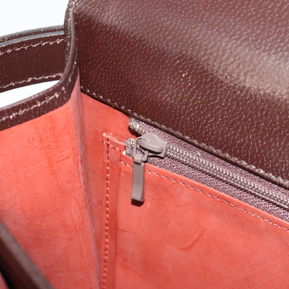 SAINT LAURENT Shoulder Bag Leather Brown Gold Auth 187382A