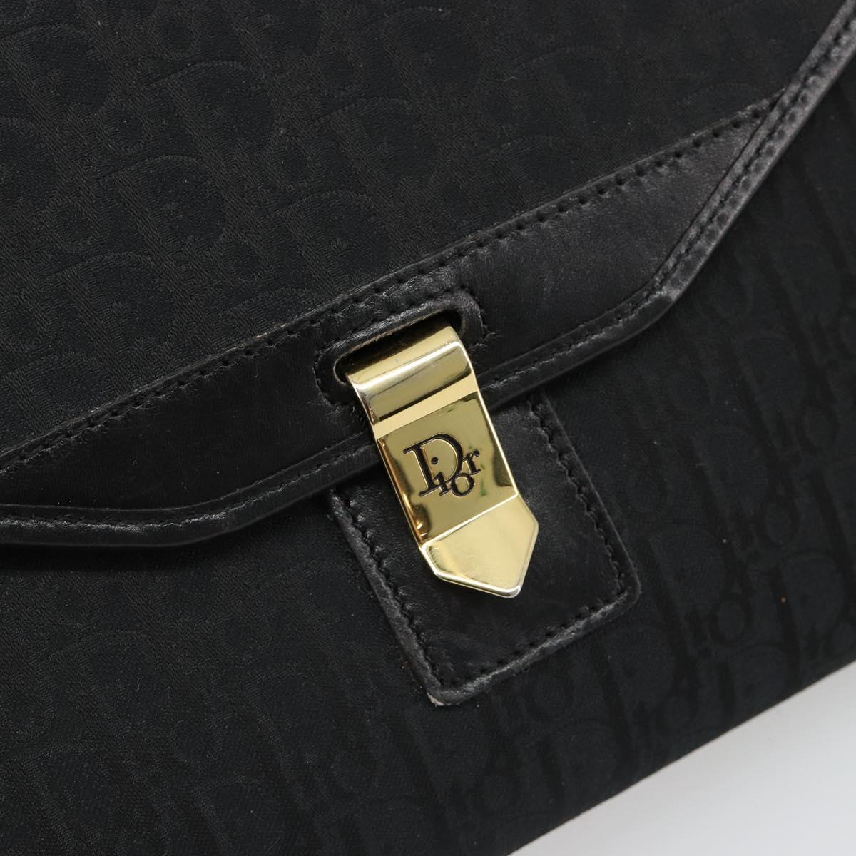 Christian Dior Trotter Canvas Shoulder Bag Vintage Black Gold Auth 187384