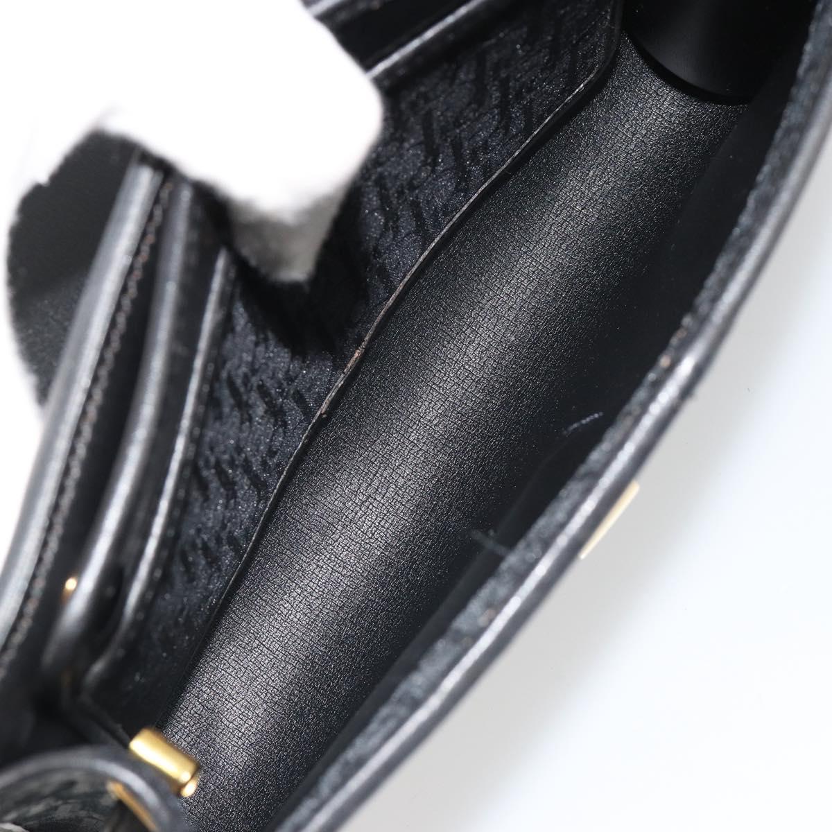 Christian Dior Trotter Canvas Shoulder Bag Vintage Black Gold Auth 187384