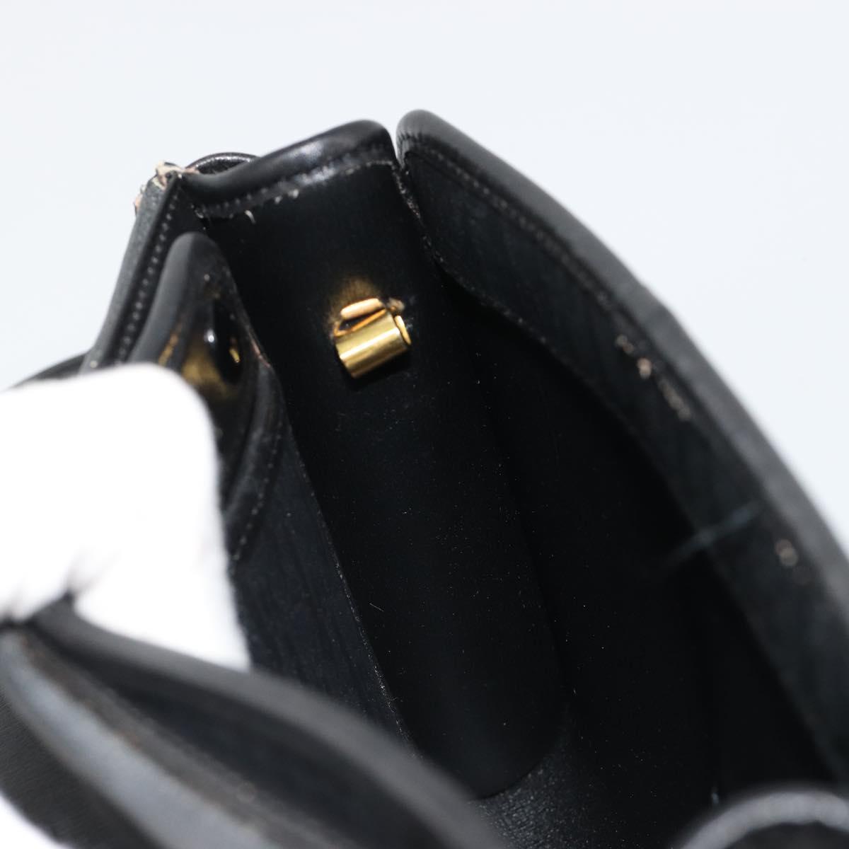 Christian Dior Trotter Canvas Shoulder Bag Vintage Black Gold Auth 187384