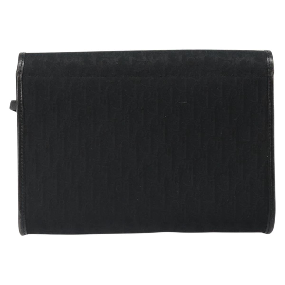 Christian Dior Trotter Canvas Shoulder Bag Vintage Black Gold Auth 187384