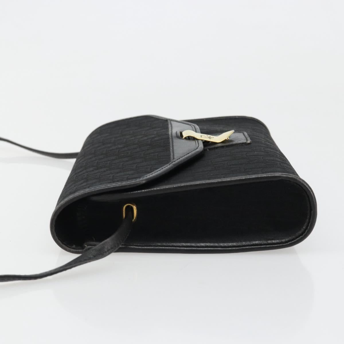 Christian Dior Trotter Canvas Shoulder Bag Vintage Black Gold Auth 187384