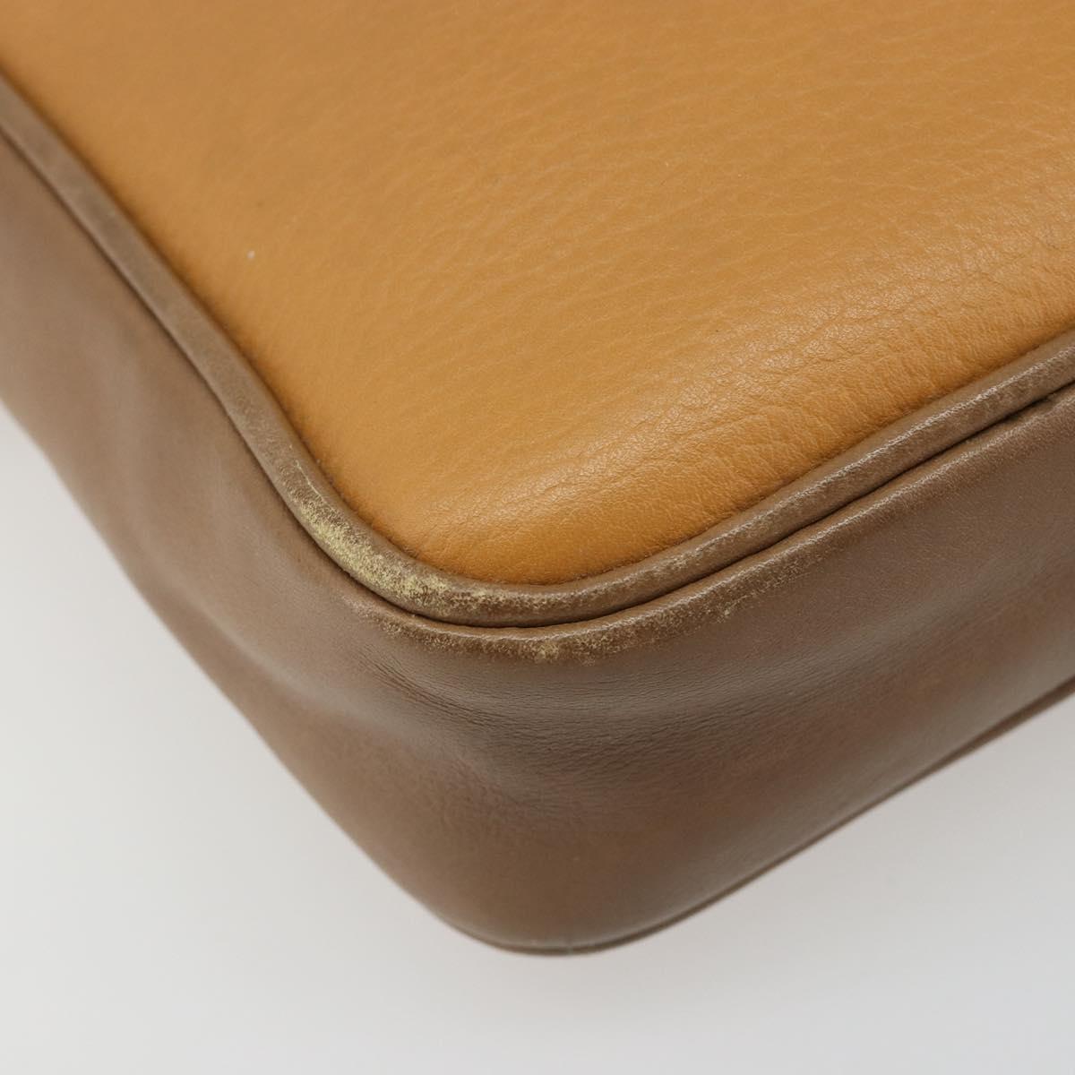 LOEWE Shoulder Bag Leather Brown gold Auth 187385