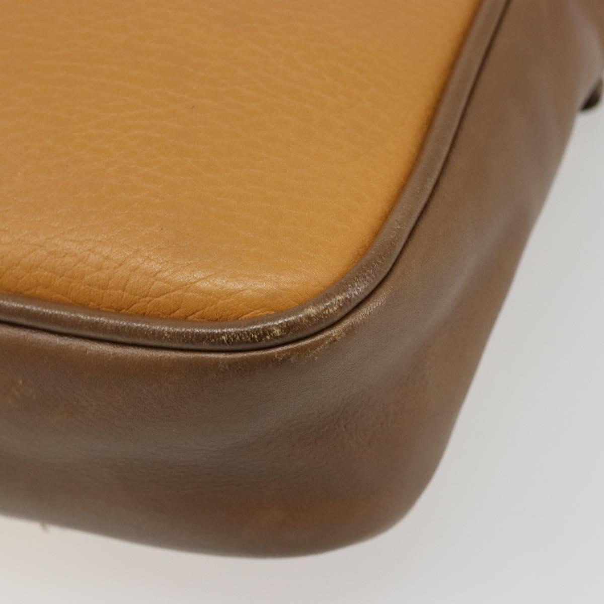 LOEWE Shoulder Bag Leather Brown gold Auth 187385