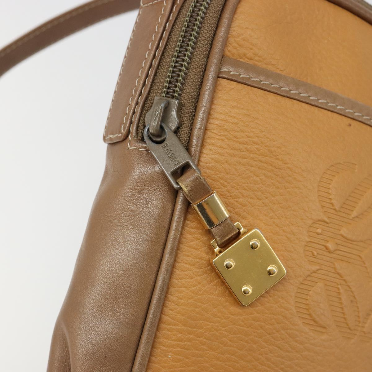 LOEWE Shoulder Bag Leather Brown gold Auth 187385