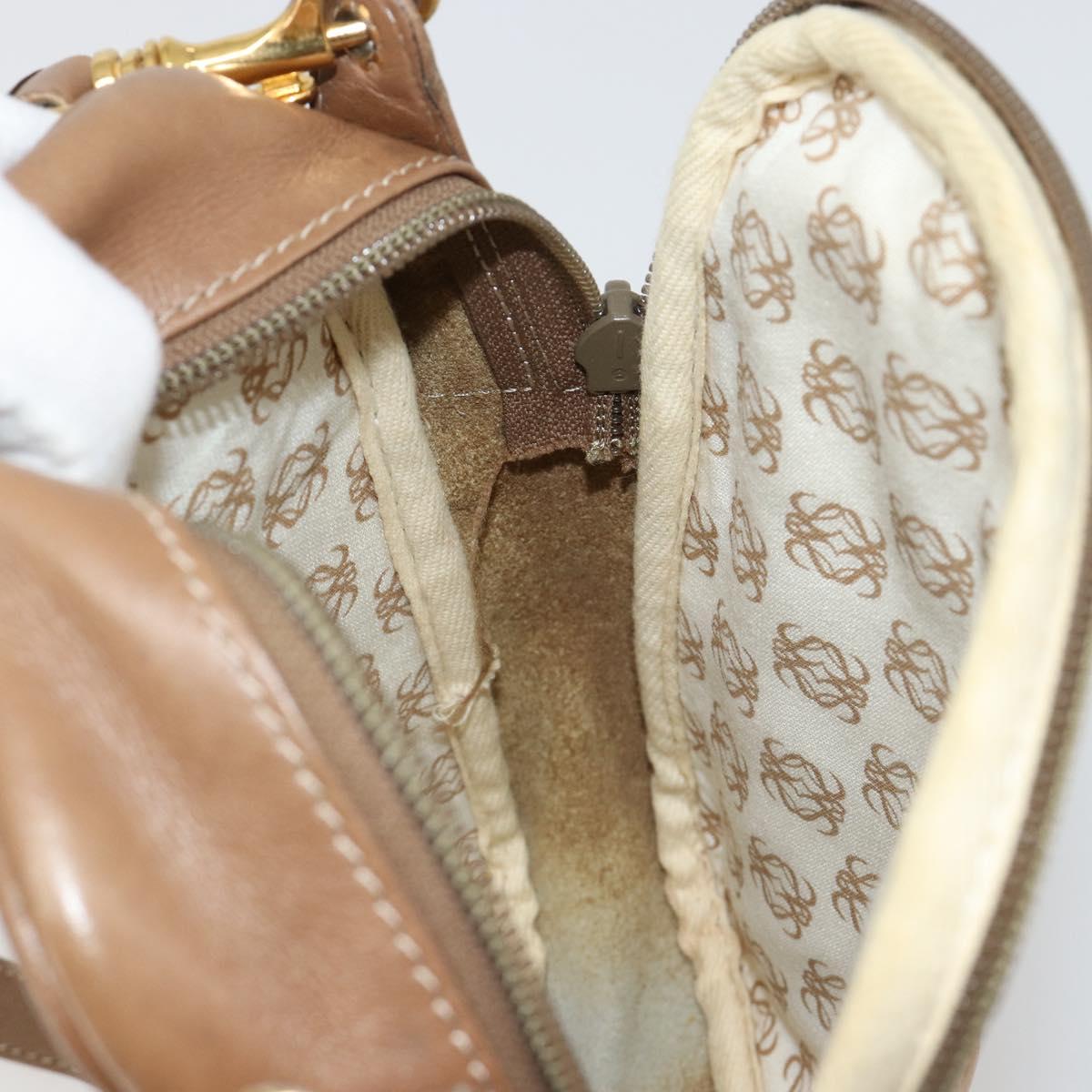LOEWE Shoulder Bag Leather Brown gold Auth 187385