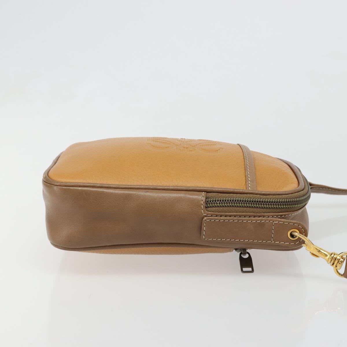 LOEWE Shoulder Bag Leather Brown gold Auth 187385
