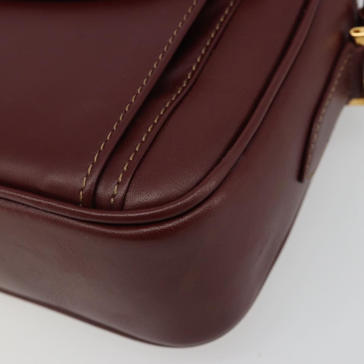 CARTIER Must Line Shoulder Bag Leather Bordeaux Gold Auth 187386A