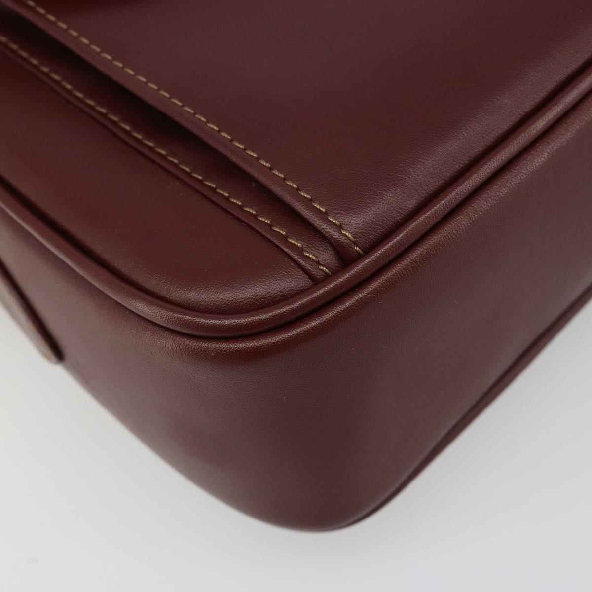 CARTIER Must Line Shoulder Bag Leather Bordeaux Gold Auth 187386A
