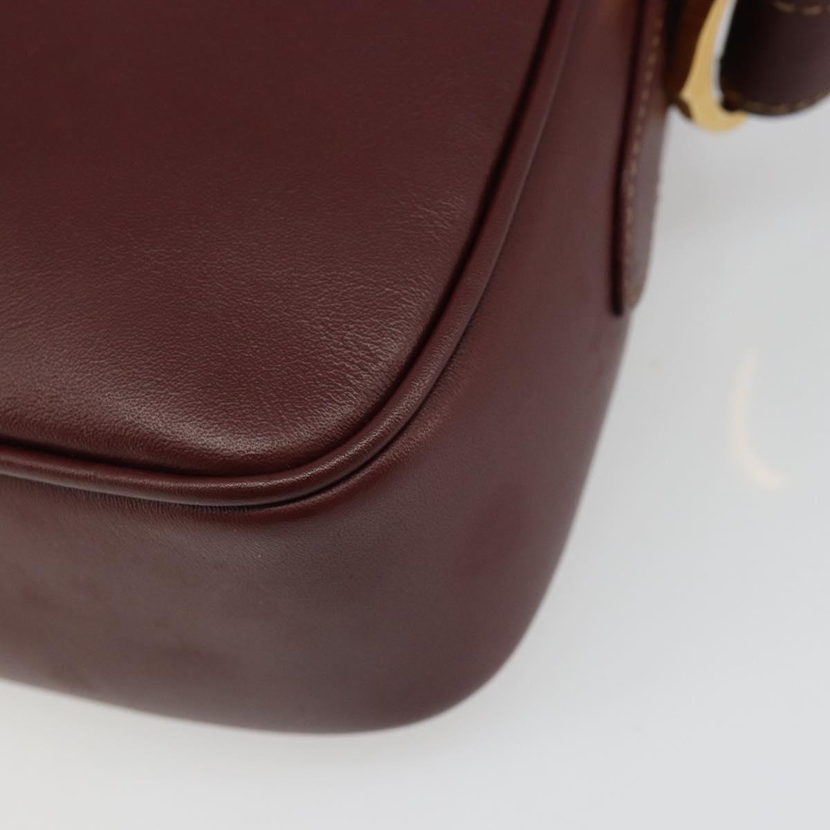 CARTIER Must Line Shoulder Bag Leather Bordeaux Gold Auth 187386A