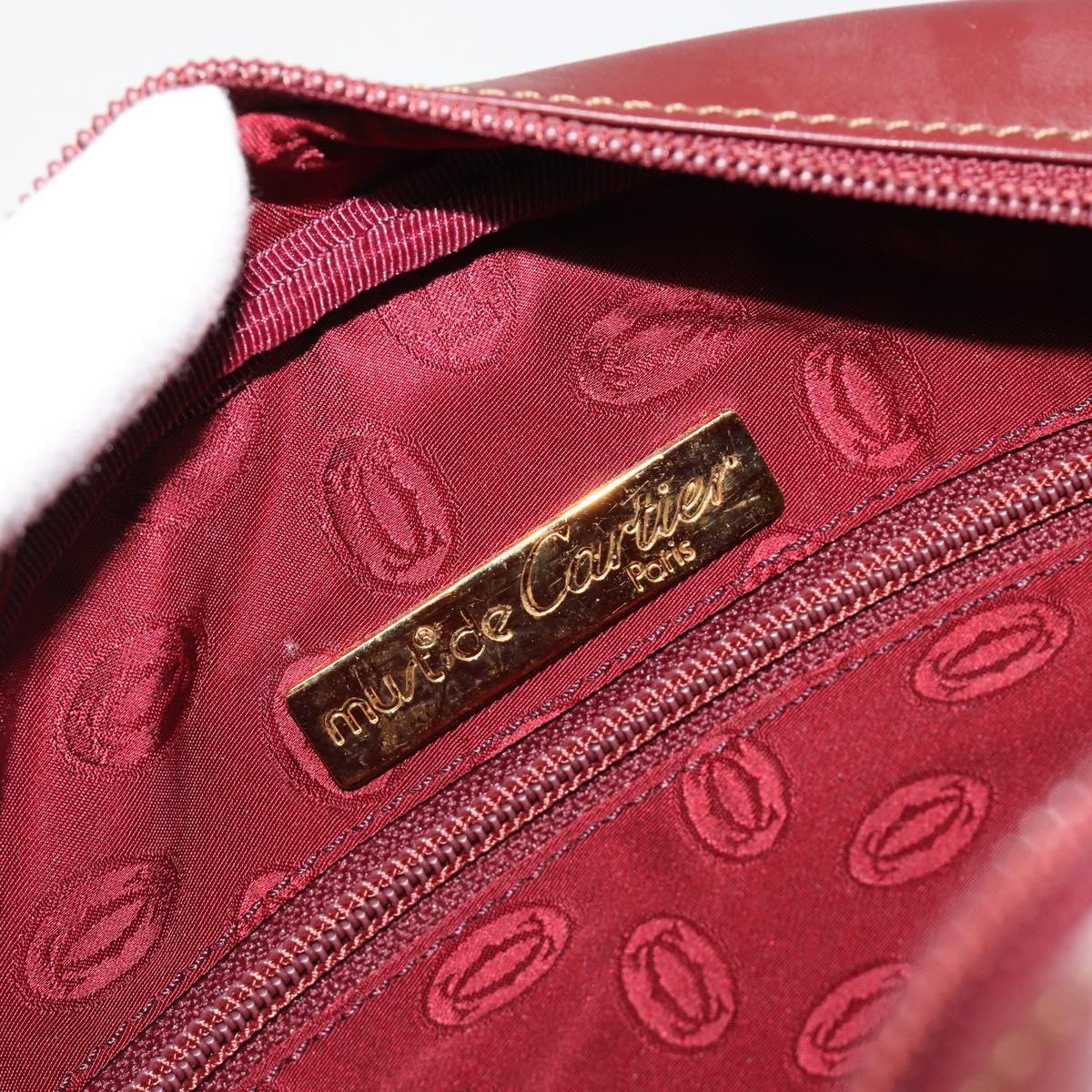 CARTIER Must Line Shoulder Bag Leather Bordeaux Gold Auth 187386A