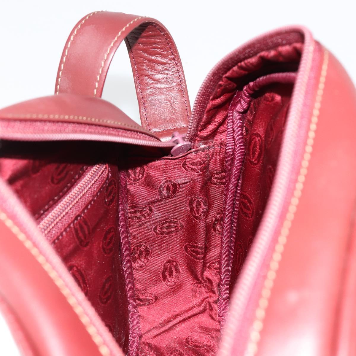 CARTIER Must Line Shoulder Bag Leather Bordeaux Gold Auth 187386A
