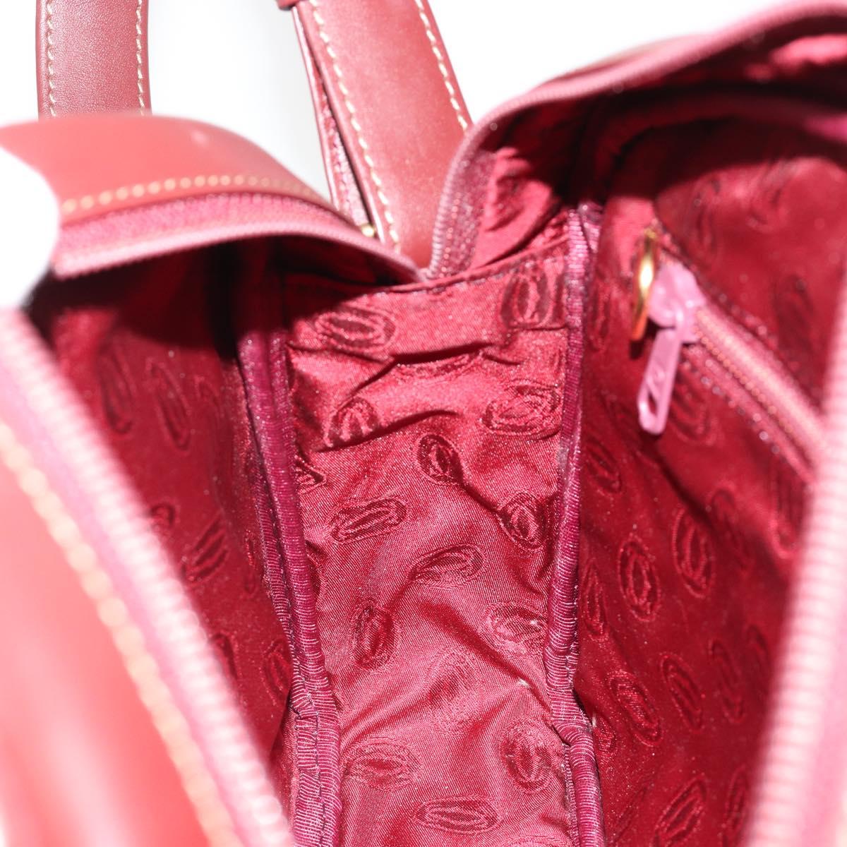 CARTIER Must Line Shoulder Bag Leather Bordeaux Gold Auth 187386A