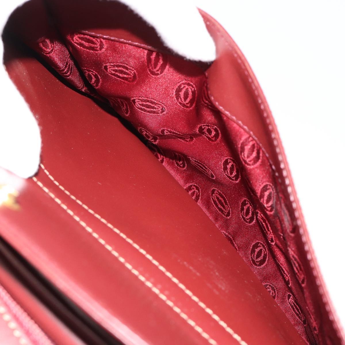 CARTIER Must Line Shoulder Bag Leather Bordeaux Gold Auth 187386A