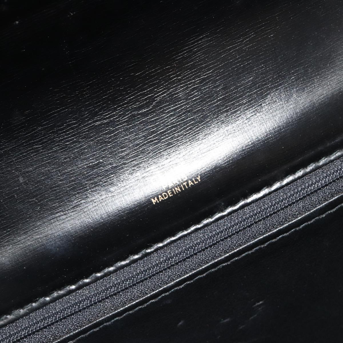 CELINE Chain Shoulder Bag Leather Black Gold Auth 187388