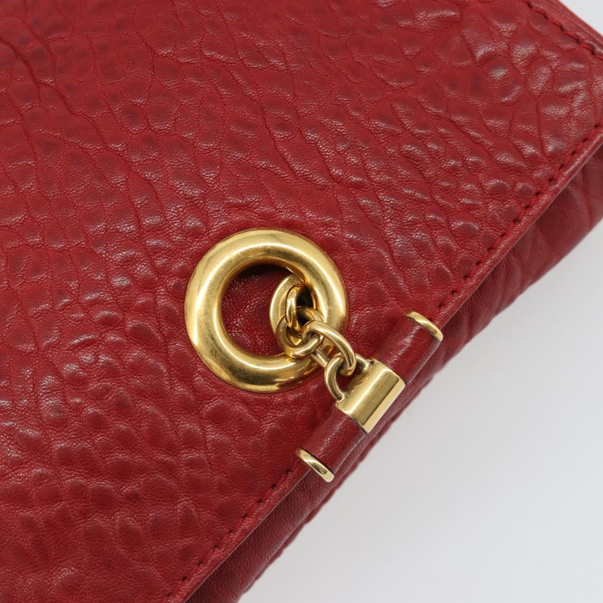 SAINT LAURENT Chain Shoulder Bag Leather Red Gold Auth 187389A