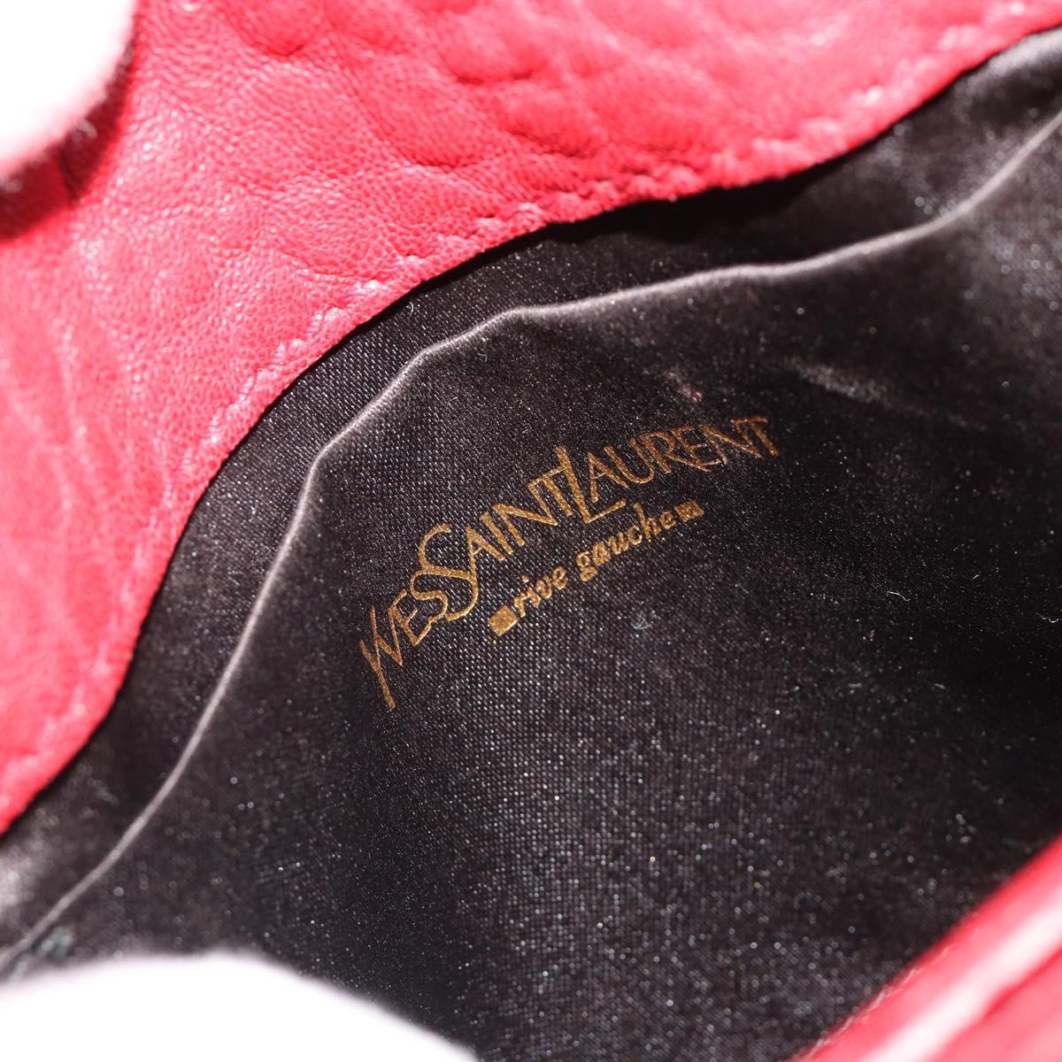 SAINT LAURENT Chain Shoulder Bag Leather Red Gold Auth 187389A