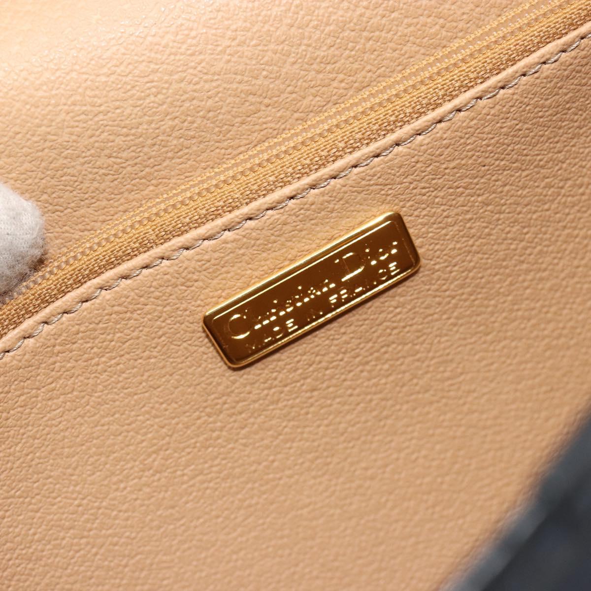 Christian Dior Trotter Canvas Vintage Clutch Bag PVC Navy Gold Auth 187390