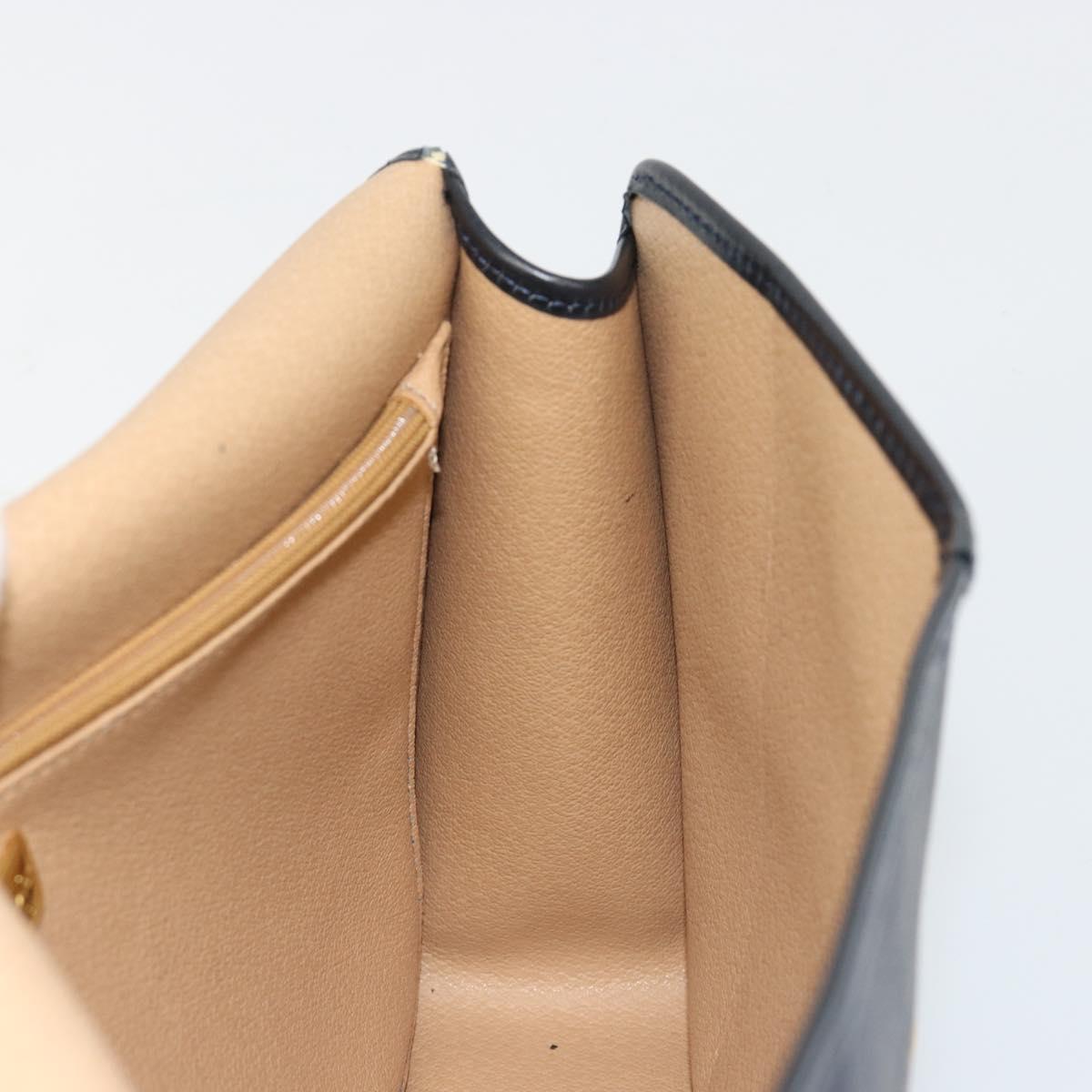Christian Dior Trotter Canvas Vintage Clutch Bag PVC Navy Gold Auth 187390