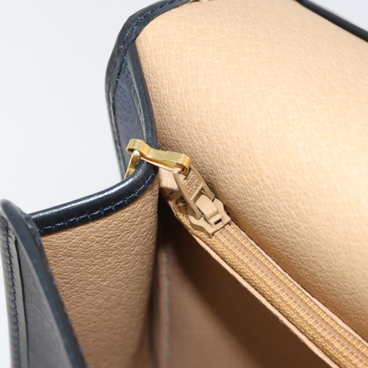 Christian Dior Trotter Canvas Vintage Clutch Bag PVC Navy Gold Auth 187390