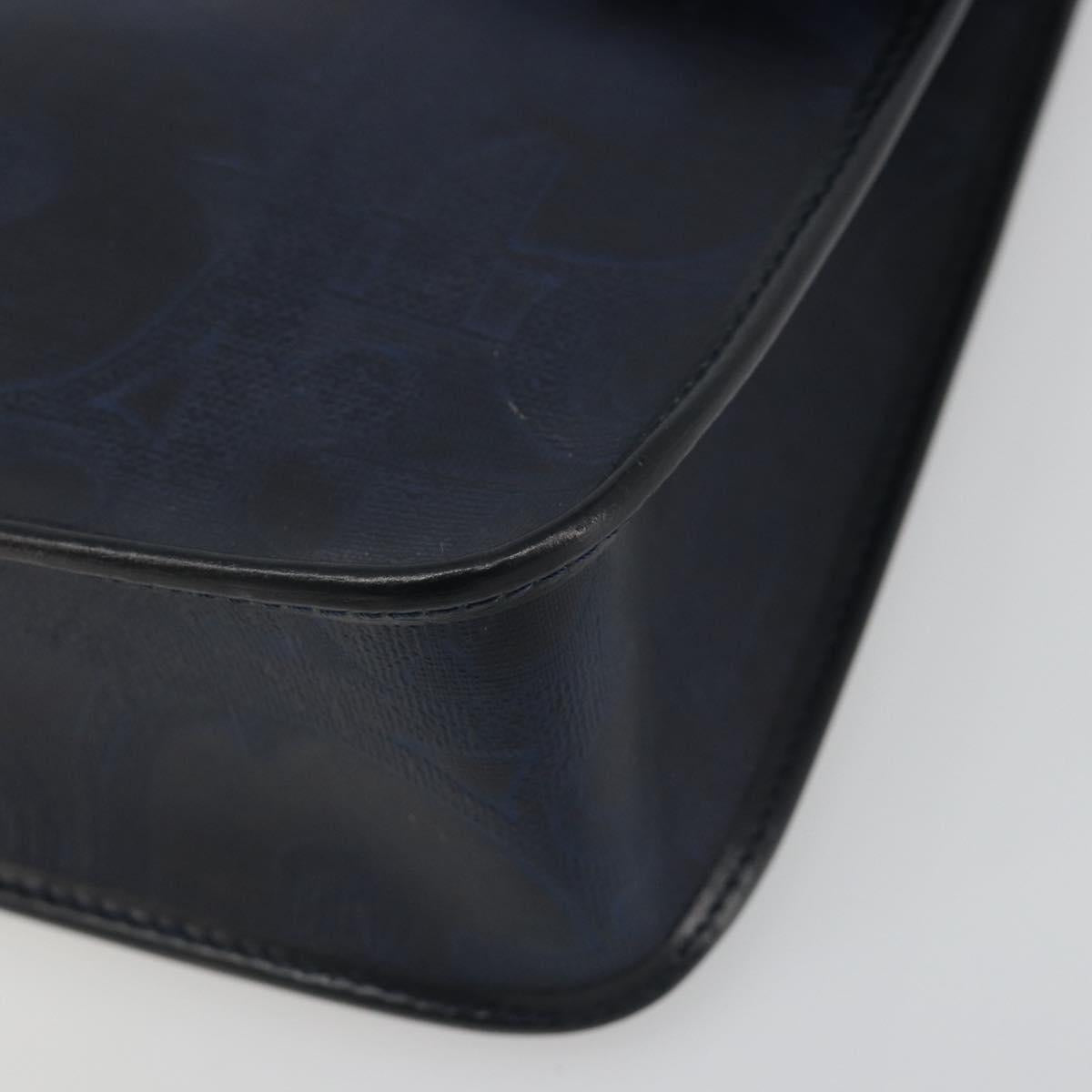 Christian Dior Trotter Canvas Vintage Clutch Bag PVC Navy Gold Auth 187390