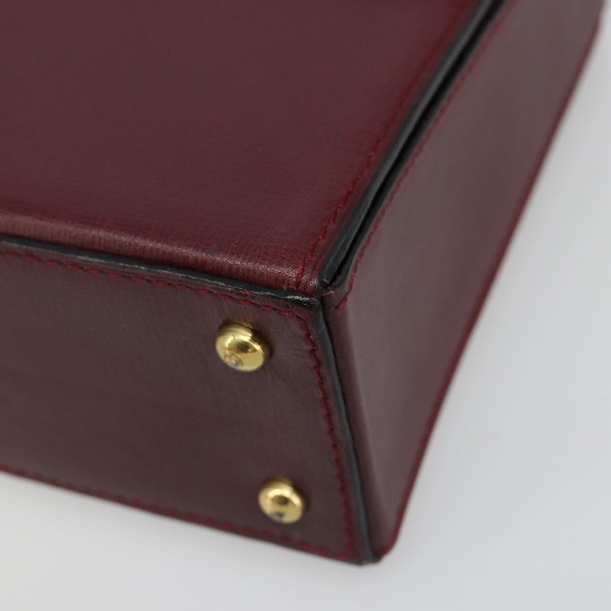 CARTIER Must Line Hand Bag Leather Bordeaux Gold Auth 187392A