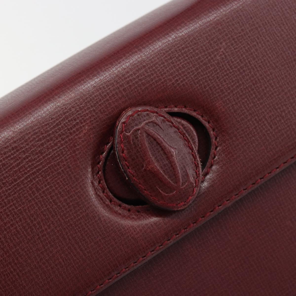 CARTIER Must Line Hand Bag Leather Bordeaux Gold Auth 187392A