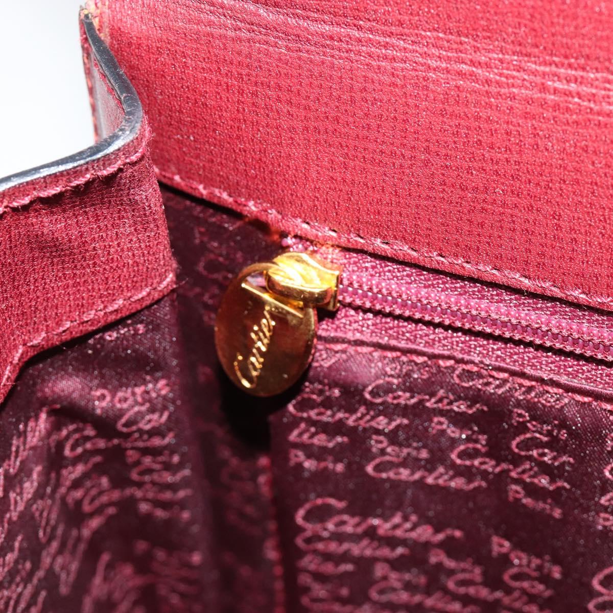 CARTIER Must Line Hand Bag Leather Bordeaux Gold Auth 187392A