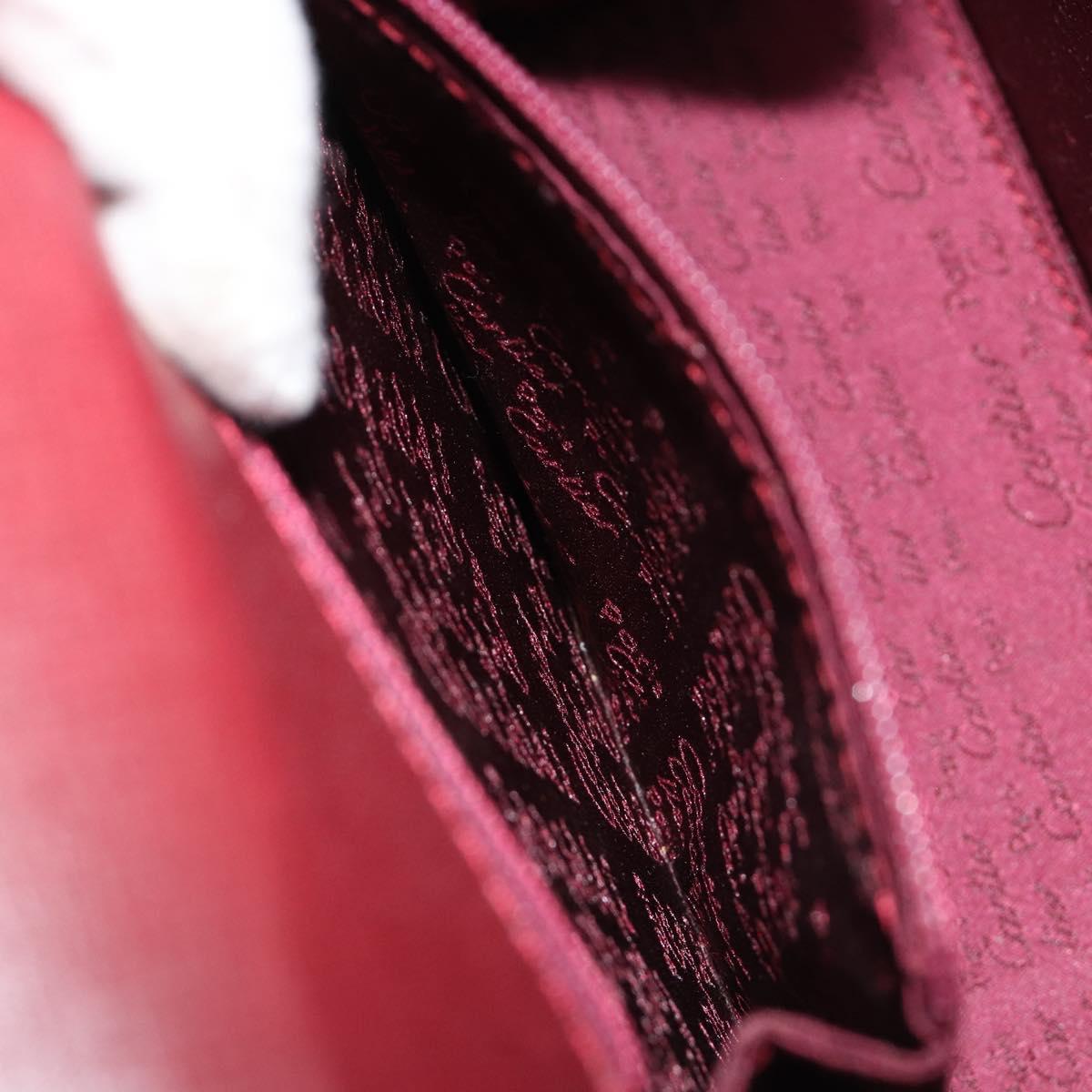 CARTIER Must Line Hand Bag Leather Bordeaux Gold Auth 187392A
