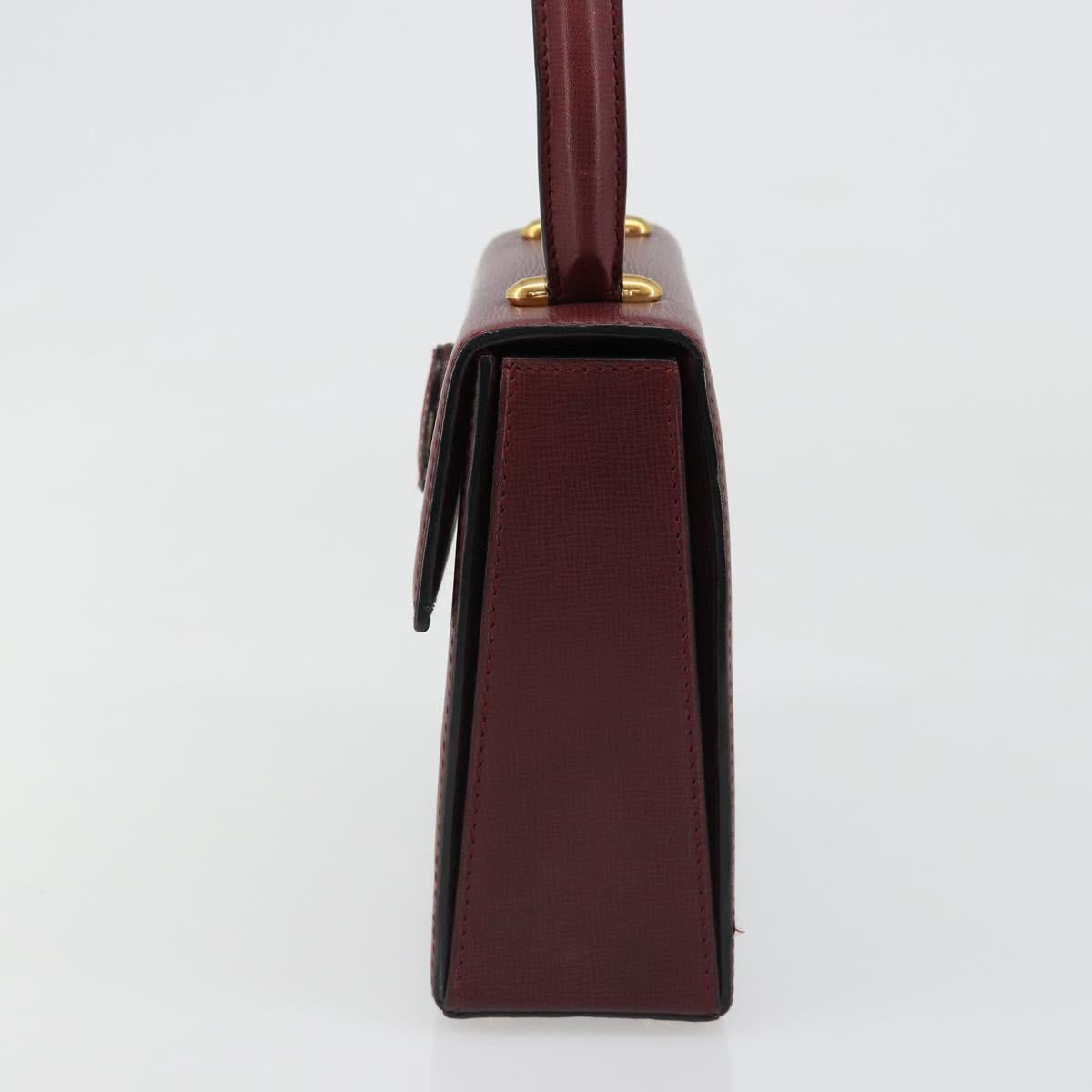 CARTIER Must Line Hand Bag Leather Bordeaux Gold Auth 187392A