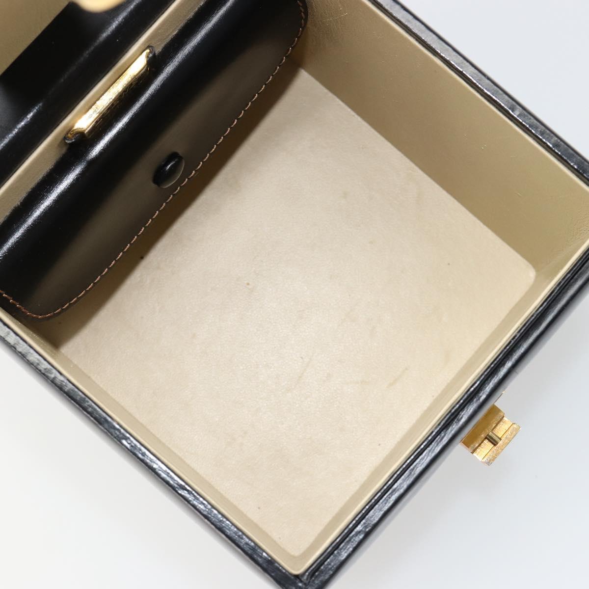 LOEWE Vanity Hand Bag Leather Black Gold Auth 187393A